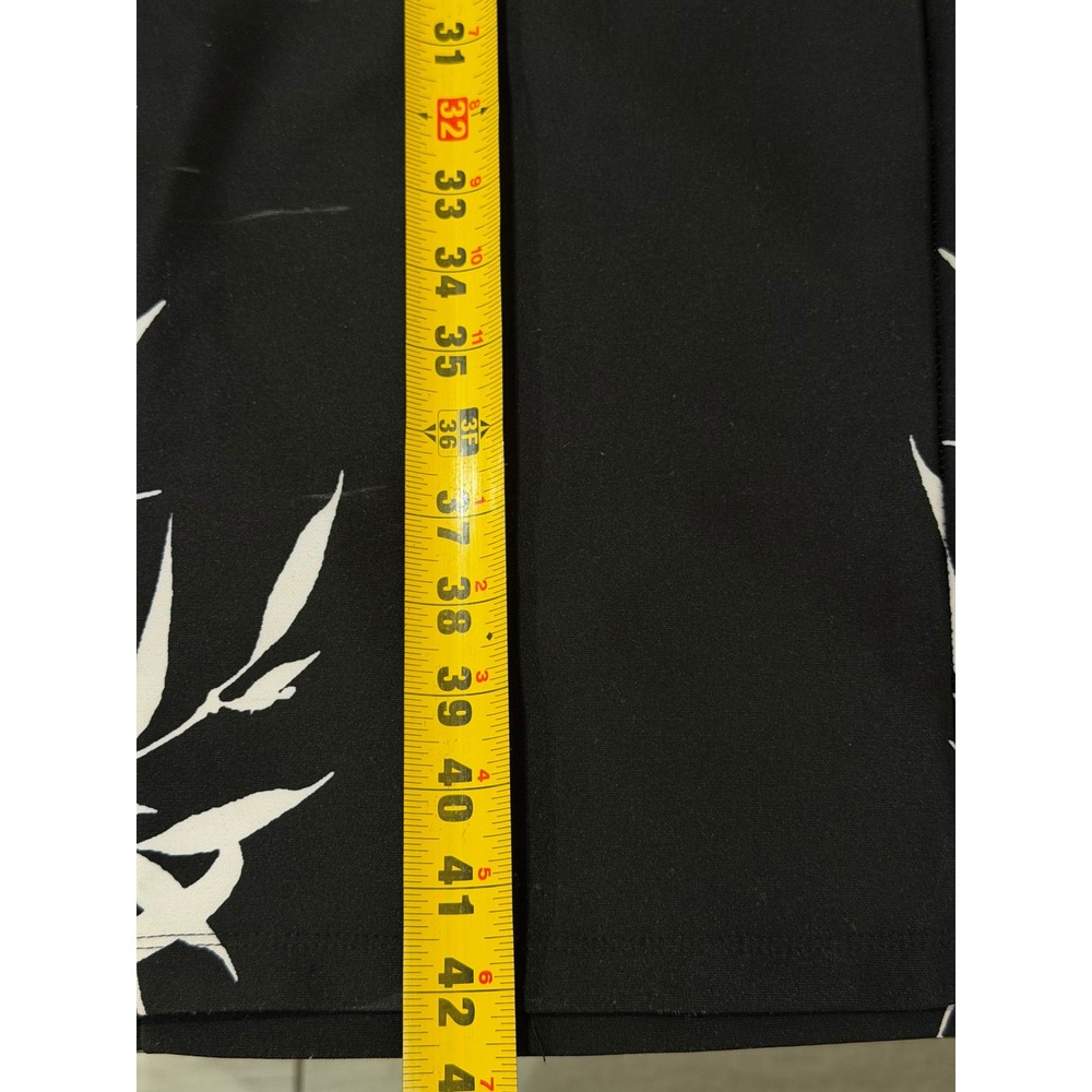 Alexa B Black White Tropical Palm Leaf Sheath Dress Size 8 Sleeveless Midi